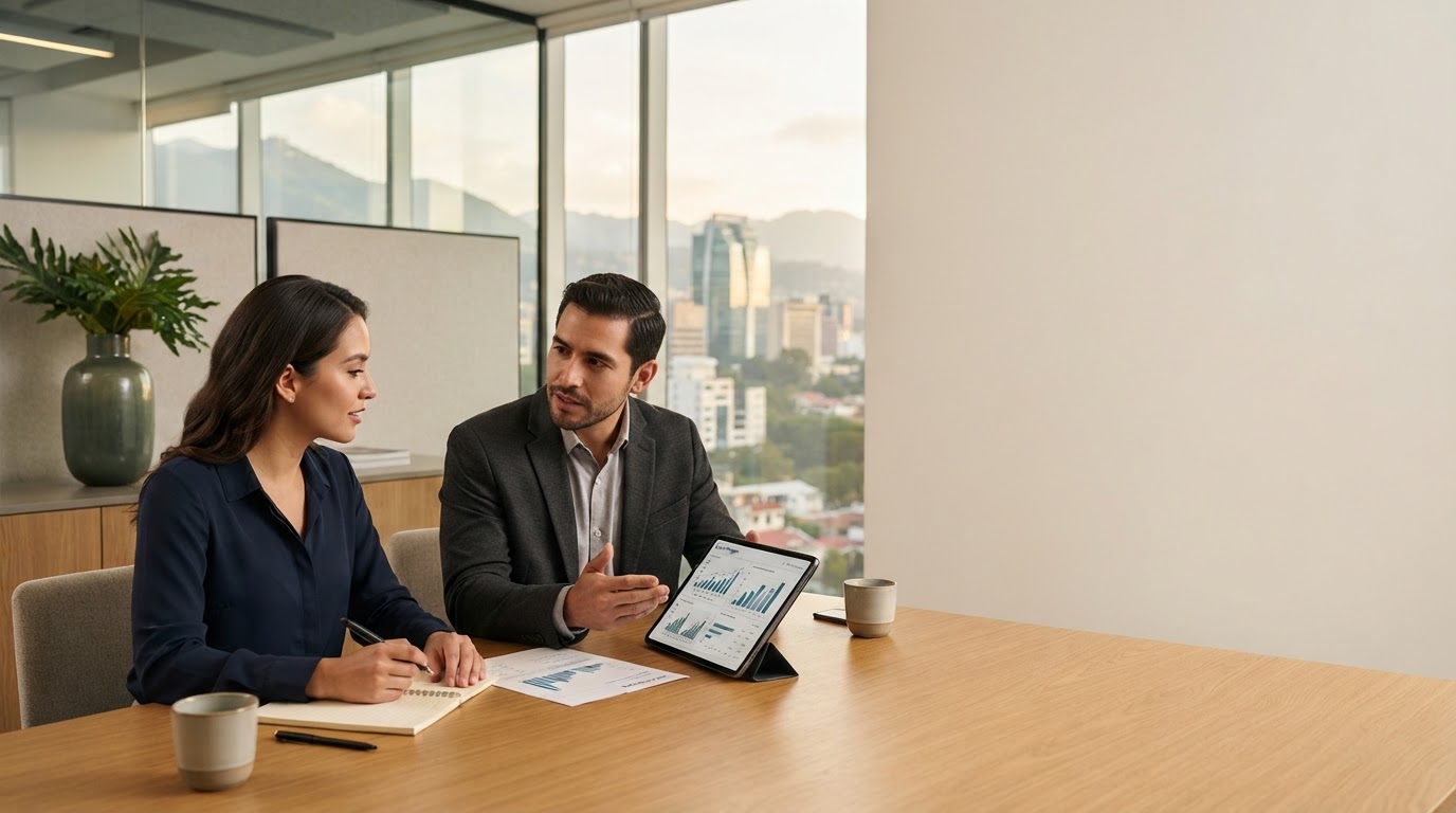 Leal Rentovía equipo analizando datos patrimoniales en oficina
